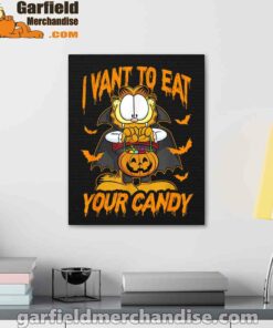 black garfield canvas halloween want to eat your candy