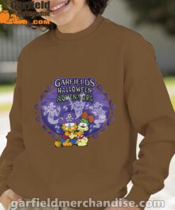 garfield halloween adventure hugging brown sweatshirt for youth boy