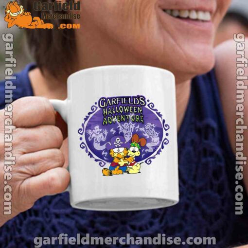 garfield halloween coffee mug adventure hugging white