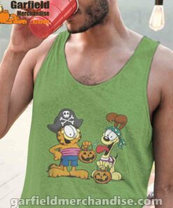 garfield halloween odie pirates men green tank tops