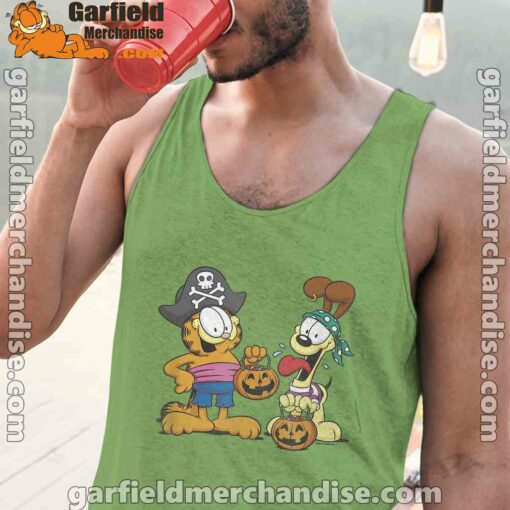 garfield halloween odie pirates men green tank tops