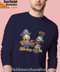 garfield halloween odie pirates men navy long sleeve