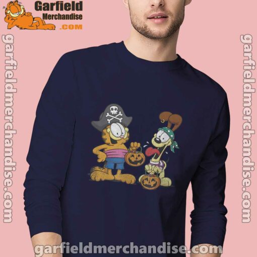 garfield halloween odie pirates men navy long sleeve