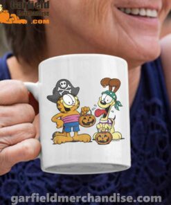 garfield halloween odie pirates white coffee mug