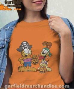 garfield halloween odie pirates women orange t shirt