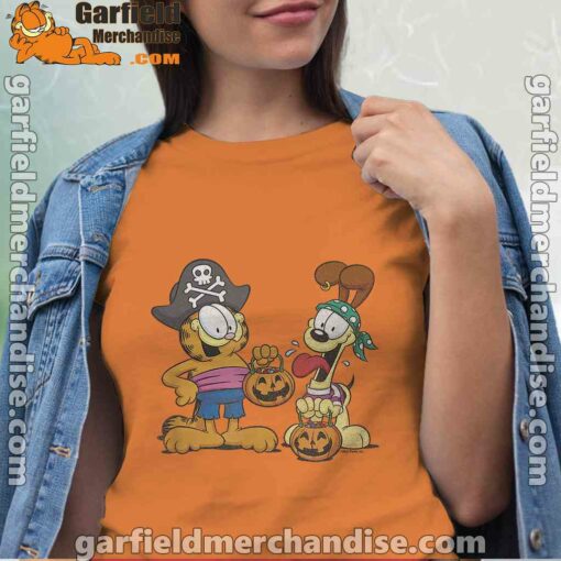 garfield halloween odie pirates women orange t shirt