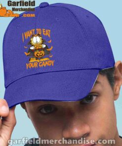 garfield hat halloween want to eat your candy blue