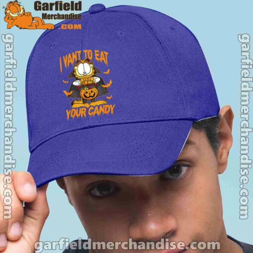 garfield hat halloween want to eat your candy blue