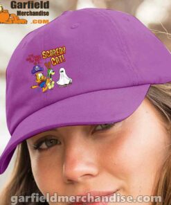 garfield scaredy cat halloween purple hat