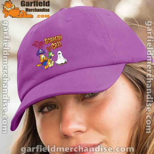 garfield scaredy cat halloween purple hat