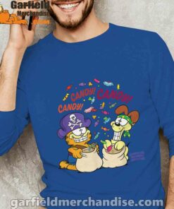 halloween garfield eat candy it’s lifestyle blue long sleeve men