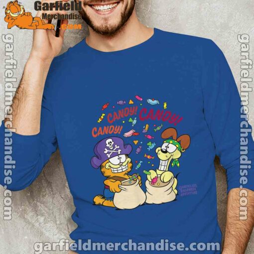 halloween garfield eat candy it’s lifestyle blue long sleeve men