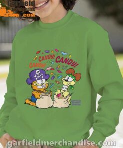 halloween garfield eat candy it’s lifestyle green sweatshirt kids boy