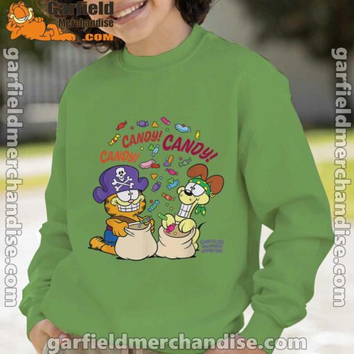 halloween garfield eat candy it’s lifestyle green sweatshirt kids boy