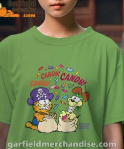 halloween garfield eat candy it’s lifestyle green tee for girl