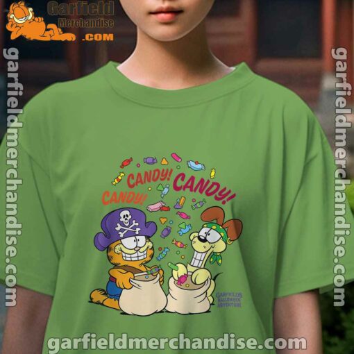 halloween garfield eat candy it’s lifestyle green tee for girl