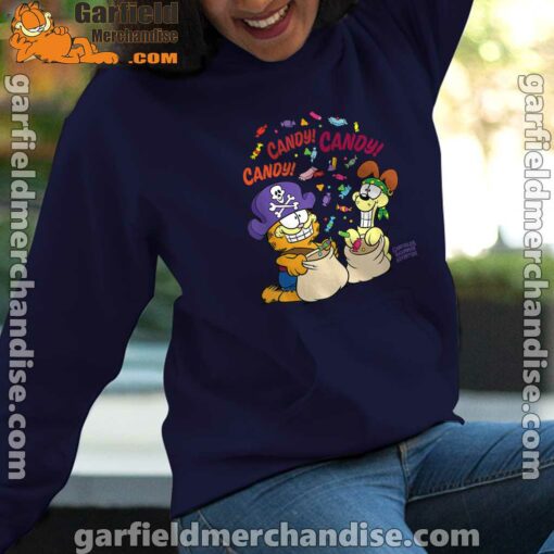 halloween garfield eat candy it’s lifestyle navy women hoodies