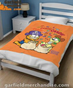 halloween garfield eat candy it’s lifestyle orange blanket