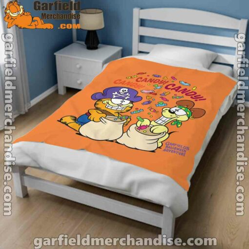 halloween garfield eat candy it’s lifestyle orange blanket