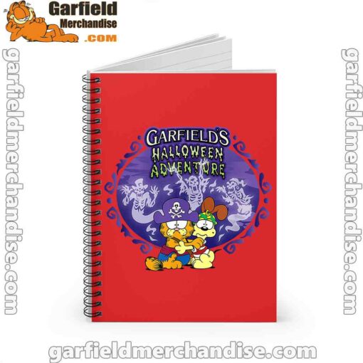 red notebook garfield halloween adventure hugging