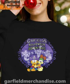 garfield halloween adventure hugging black girl sweatshirts