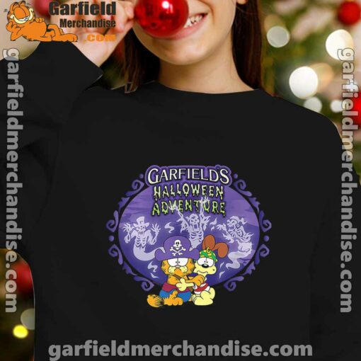 garfield halloween adventure hugging black girl sweatshirts