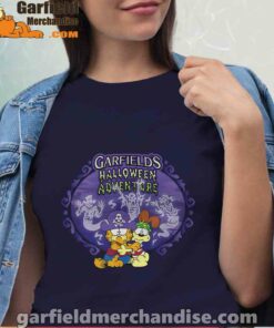 garfield halloween adventure hugging women navy shirts