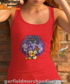 garfield halloween adventure hugging women red tank top