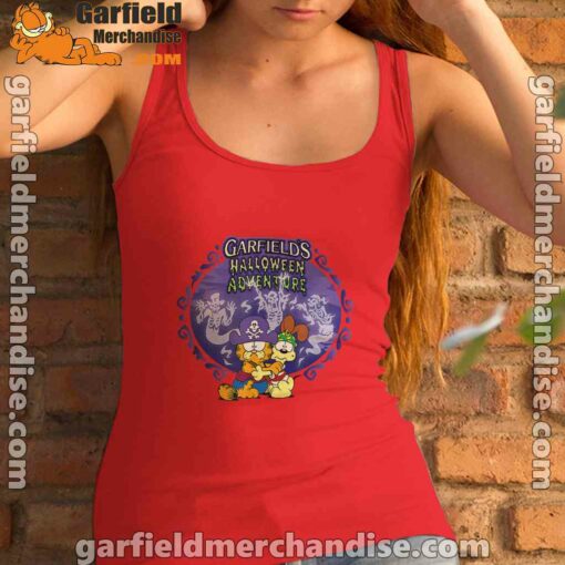 garfield halloween adventure hugging women red tank top