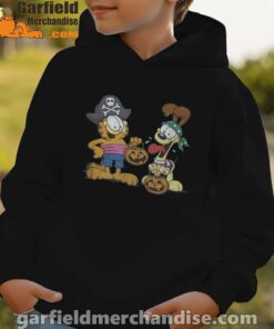 garfield halloween odie pirates black hoodie for kid boy