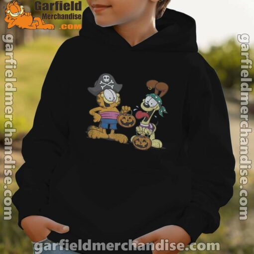 garfield halloween odie pirates black hoodie for kid boy