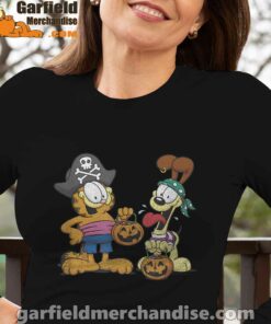 garfield halloween odie pirates black long sleeve for women