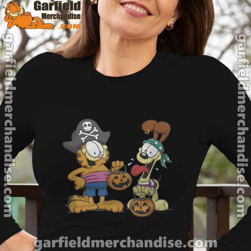 garfield halloween odie pirates black long sleeve for women