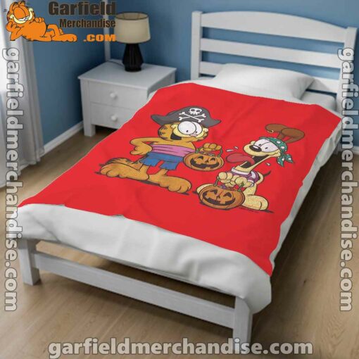 garfield halloween odie pirates red blanket