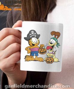 garfield halloween odie pirates white mug