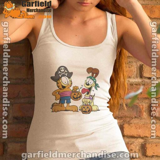 garfield halloween odie pirates white tank top women