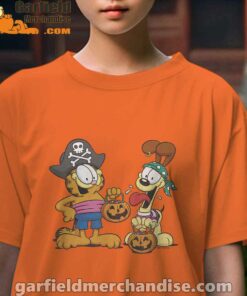 garfield halloween odie pirates youth girl orange shirt