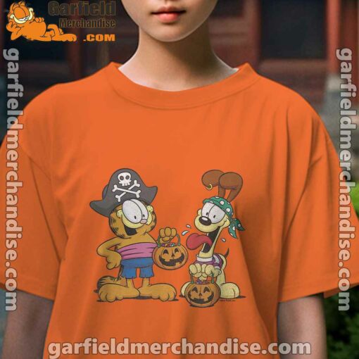 garfield halloween odie pirates youth girl orange shirt