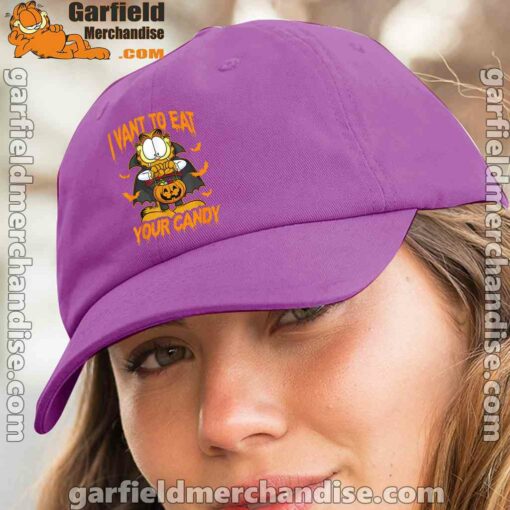 garfield halloween purple hat want to eat your candy