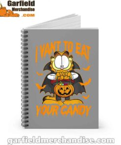 garfield halloween want to eat your candy brown notebook