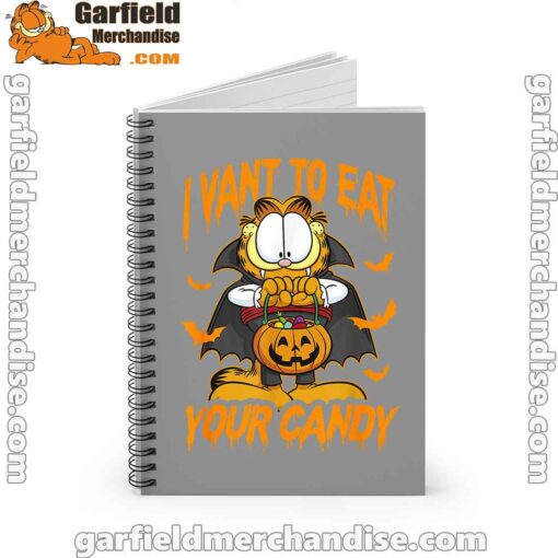 garfield halloween want to eat your candy brown notebook