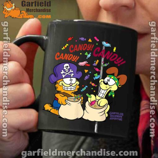 halloween garfield eat candy it’s lifestyle black coffee mug