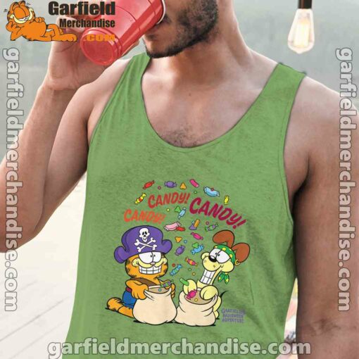 halloween garfield eat candy it’s lifestyle men green tank tops