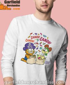 halloween garfield eat candy it’s lifestyle men with white long sleeve