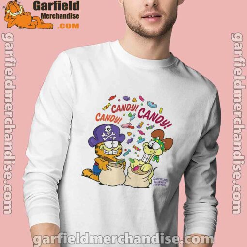 halloween garfield eat candy it’s lifestyle men with white long sleeve