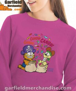 halloween garfield eat candy it’s lifestyle pink women sweatshirt