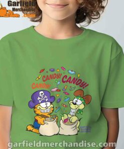 halloween garfield eat candy it’s lifestyle tee green for youth boy