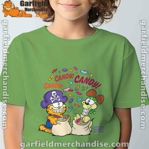 halloween garfield eat candy it’s lifestyle tee green for youth boy