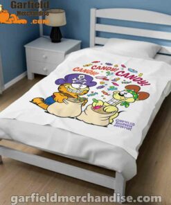 halloween garfield eat candy it’s lifestyle white blanket