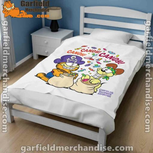 halloween garfield eat candy it’s lifestyle white blanket